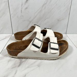 Birkenstock Arizona Girls Size 3 EU 34 - White Leather Buckle Strap Sandals Shoe